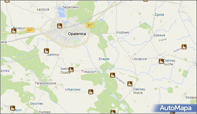 mapa Drapak, Drapak na mapie Targeo