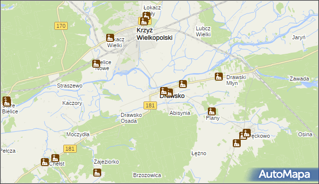 mapa Drawsko, Drawsko na mapie Targeo