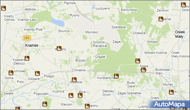 mapa Drążek, Drążek na mapie Targeo