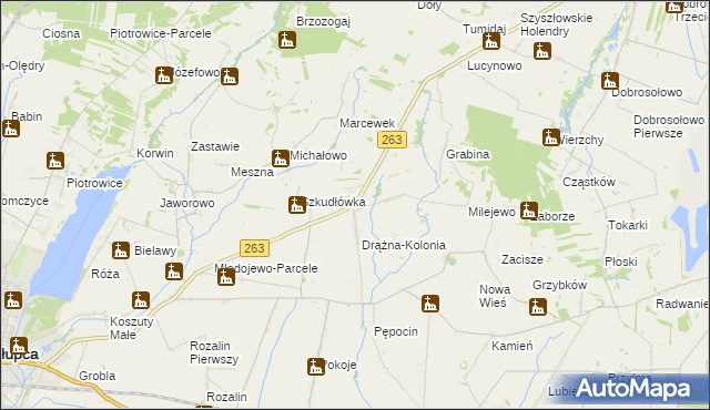 mapa Drążna, Drążna na mapie Targeo