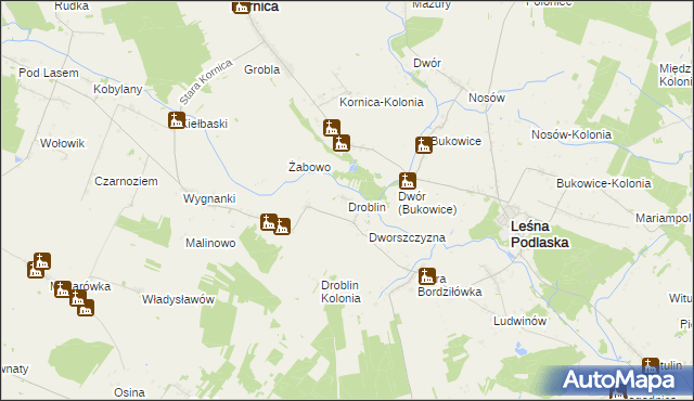 mapa Droblin gmina Leśna Podlaska, Droblin gmina Leśna Podlaska na mapie Targeo