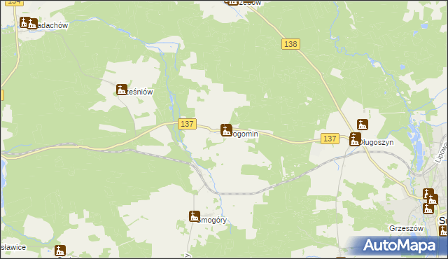 mapa Drogomin gmina Sulęcin, Drogomin gmina Sulęcin na mapie Targeo