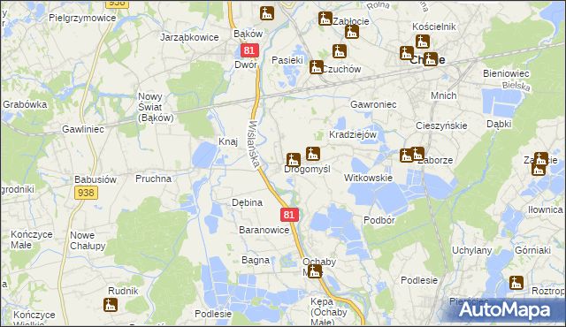 mapa Drogomyśl, Drogomyśl na mapie Targeo