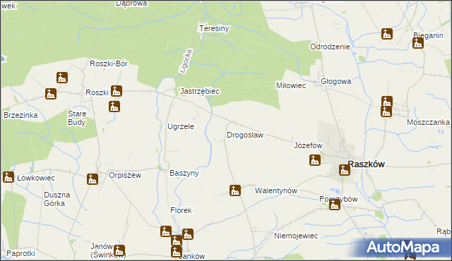 mapa Drogosław gmina Raszków, Drogosław gmina Raszków na mapie Targeo