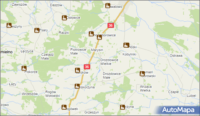 mapa Drozdowice Wielkie, Drozdowice Wielkie na mapie Targeo