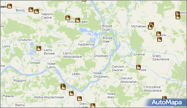 mapa Drozdowo gmina Rzewnie, Drozdowo gmina Rzewnie na mapie Targeo