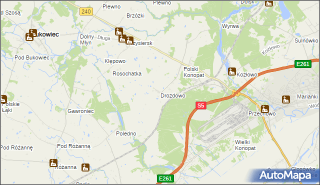 mapa Drozdowo gmina Świecie, Drozdowo gmina Świecie na mapie Targeo