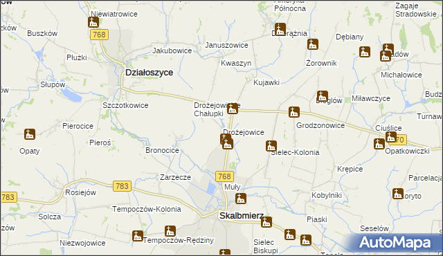 mapa Drożejowice, Drożejowice na mapie Targeo