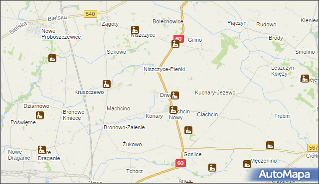 mapa Drwały gmina Bielsk, Drwały gmina Bielsk na mapie Targeo