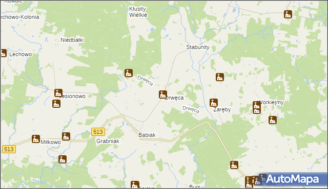 mapa Drwęca gmina Lidzbark Warmiński, Drwęca gmina Lidzbark Warmiński na mapie Targeo