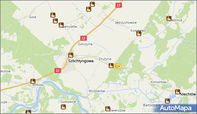 mapa Dryżyna, Dryżyna na mapie Targeo