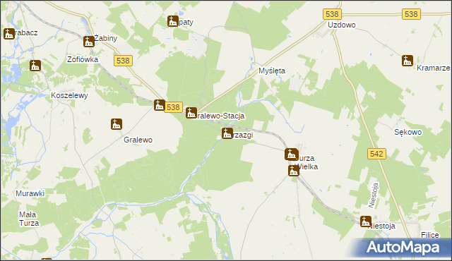 mapa Drzazgi gmina Działdowo, Drzazgi gmina Działdowo na mapie Targeo