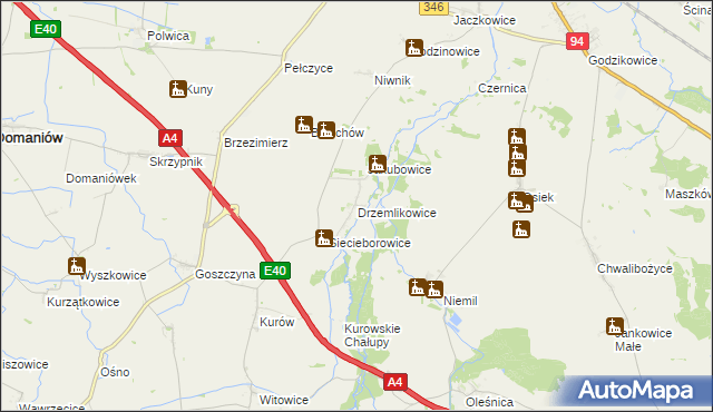 mapa Drzemlikowice, Drzemlikowice na mapie Targeo