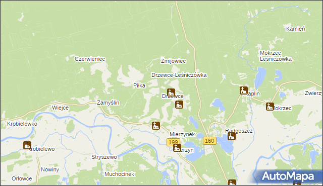 mapa Drzewce gmina Międzychód, Drzewce gmina Międzychód na mapie Targeo