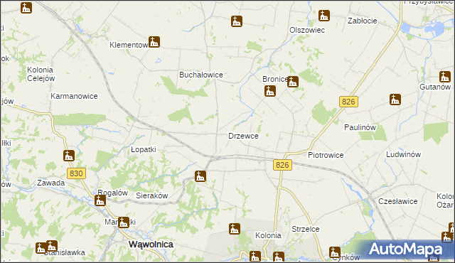 mapa Drzewce gmina Nałęczów, Drzewce gmina Nałęczów na mapie Targeo