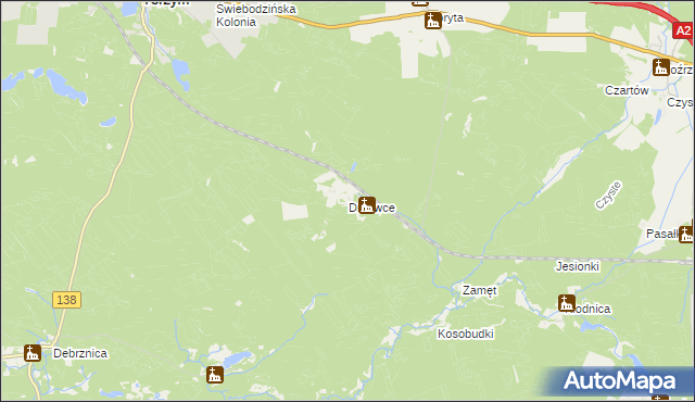 mapa Drzewce gmina Torzym, Drzewce gmina Torzym na mapie Targeo