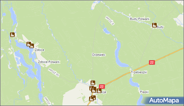 mapa Drzewiec gmina Jastrowie, Drzewiec gmina Jastrowie na mapie Targeo