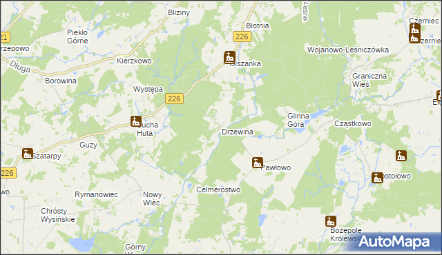 mapa Drzewina, Drzewina na mapie Targeo