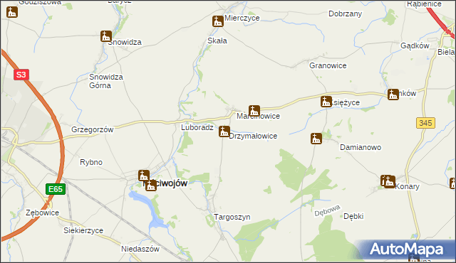 mapa Drzymałowice, Drzymałowice na mapie Targeo