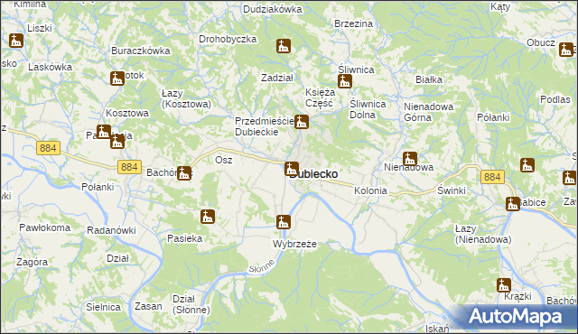 mapa Dubiecko, Dubiecko na mapie Targeo