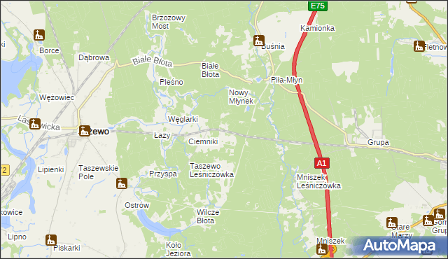 mapa Dubielno gmina Jeżewo, Dubielno gmina Jeżewo na mapie Targeo