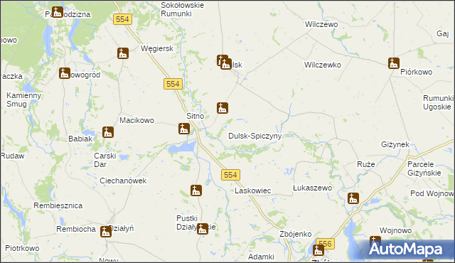 mapa Dulsk-Spiczyny, Dulsk-Spiczyny na mapie Targeo