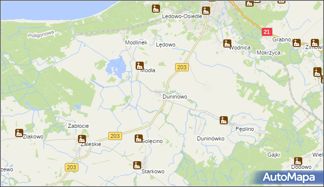 mapa Duninowo, Duninowo na mapie Targeo