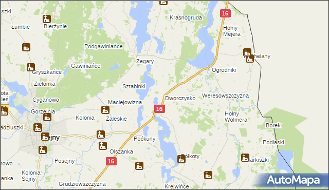 mapa Dworczysko gmina Sejny, Dworczysko gmina Sejny na mapie Targeo