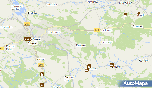 mapa Dworek gmina Lwówek Śląski, Dworek gmina Lwówek Śląski na mapie Targeo