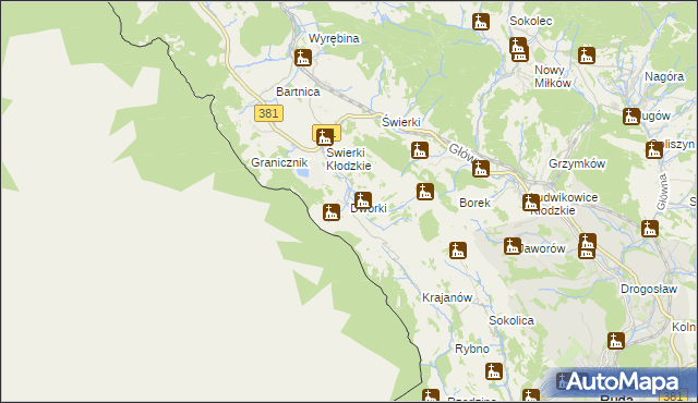 mapa Dworki gmina Nowa Ruda, Dworki gmina Nowa Ruda na mapie Targeo