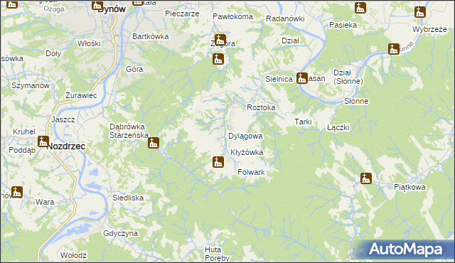 mapa Dylągowa, Dylągowa na mapie Targeo