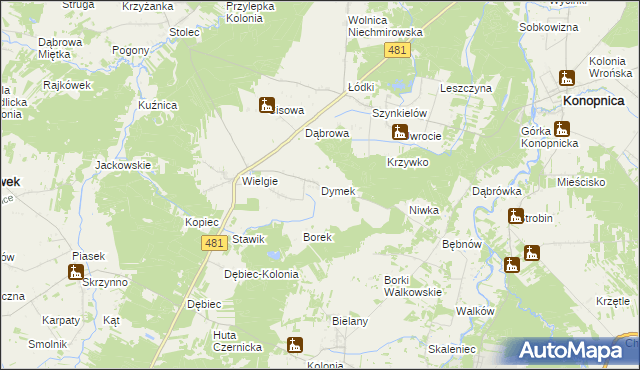 mapa Dymek, Dymek na mapie Targeo