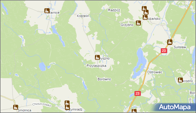 mapa Dyszno, Dyszno na mapie Targeo