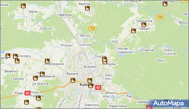 mapa Dyszów, Dyszów na mapie Targeo