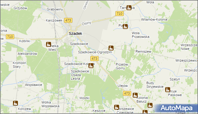 mapa Dziadkowice gmina Szadek, Dziadkowice gmina Szadek na mapie Targeo