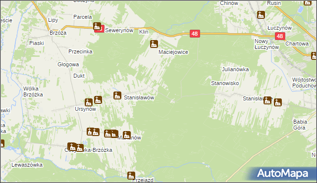 mapa Działki Brzóskie, Działki Brzóskie na mapie Targeo