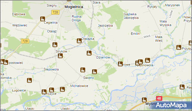 mapa Dziarnów, Dziarnów na mapie Targeo