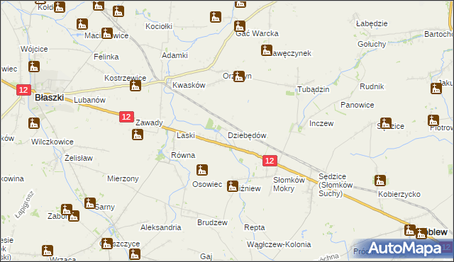 mapa Dziebędów, Dziebędów na mapie Targeo
