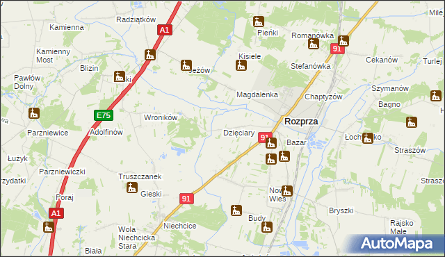 mapa Dzięciary, Dzięciary na mapie Targeo