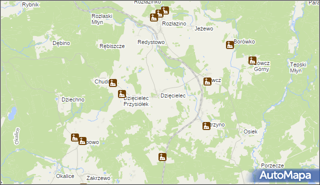 mapa Dzięcielec, Dzięcielec na mapie Targeo