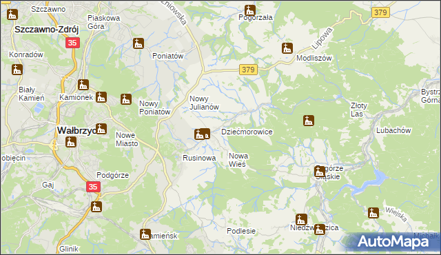 mapa Dziećmorowice, Dziećmorowice na mapie Targeo