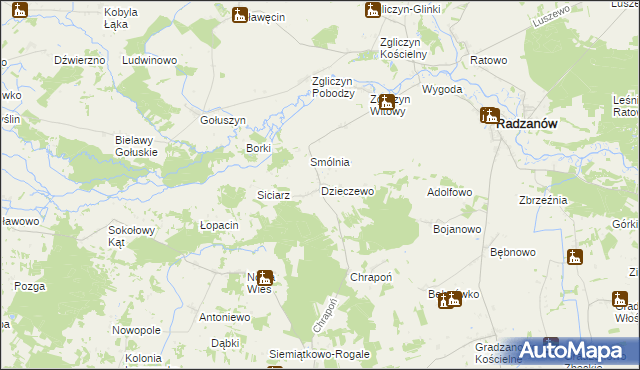 mapa Dzieczewo, Dzieczewo na mapie Targeo