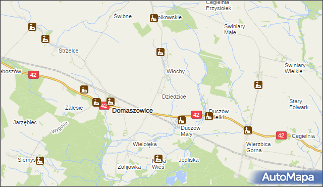 mapa Dziedzice gmina Domaszowice, Dziedzice gmina Domaszowice na mapie Targeo