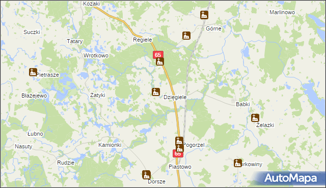 mapa Dzięgiele gmina Gołdap, Dzięgiele gmina Gołdap na mapie Targeo