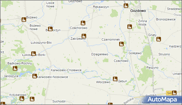 mapa Dzięgielewo, Dzięgielewo na mapie Targeo