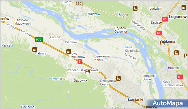 mapa Dziekanów Polski, Dziekanów Polski na mapie Targeo