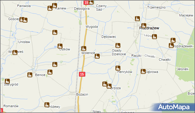 mapa Dzielice, Dzielice na mapie Targeo