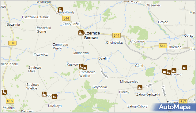 mapa Dzielin, Dzielin na mapie Targeo