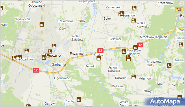 mapa Dzielna gmina Opoczno, Dzielna gmina Opoczno na mapie Targeo