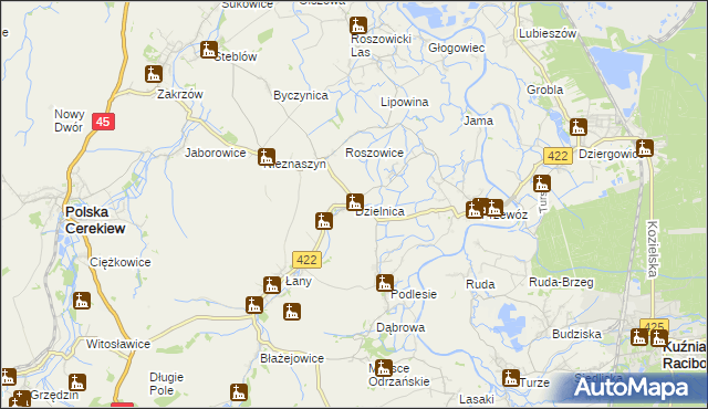 mapa Dzielnica gmina Cisek, Dzielnica gmina Cisek na mapie Targeo